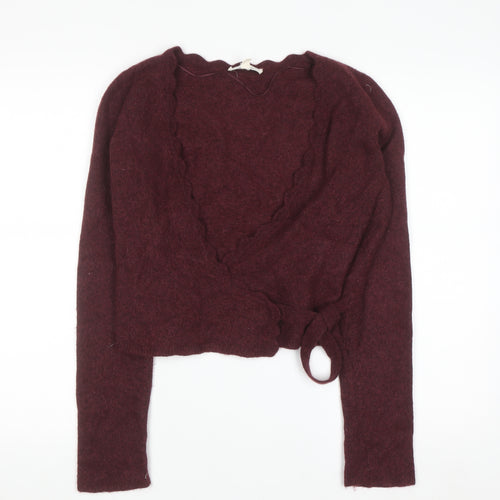Seasalt Cornwall Womens Red Alpaca Wool Blend Wrap Jumper Size 12