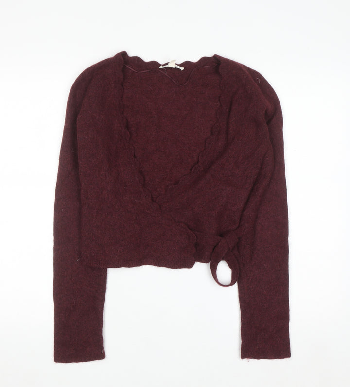 Seasalt Cornwall Womens Red Alpaca Wool Blend Wrap Jumper Size 12