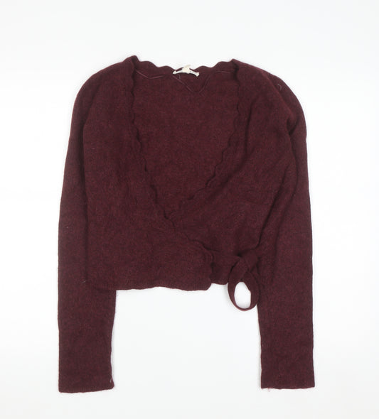Seasalt Cornwall Womens Red Alpaca Wool Blend Wrap Jumper Size 12