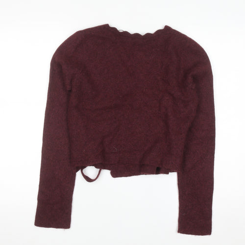 Seasalt Cornwall Womens Red Alpaca Wool Blend Wrap Jumper Size 12