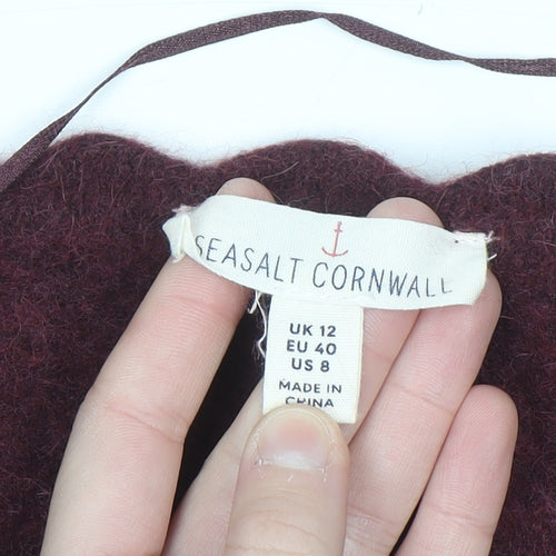 Seasalt Cornwall Womens Red Alpaca Wool Blend Wrap Jumper Size 12