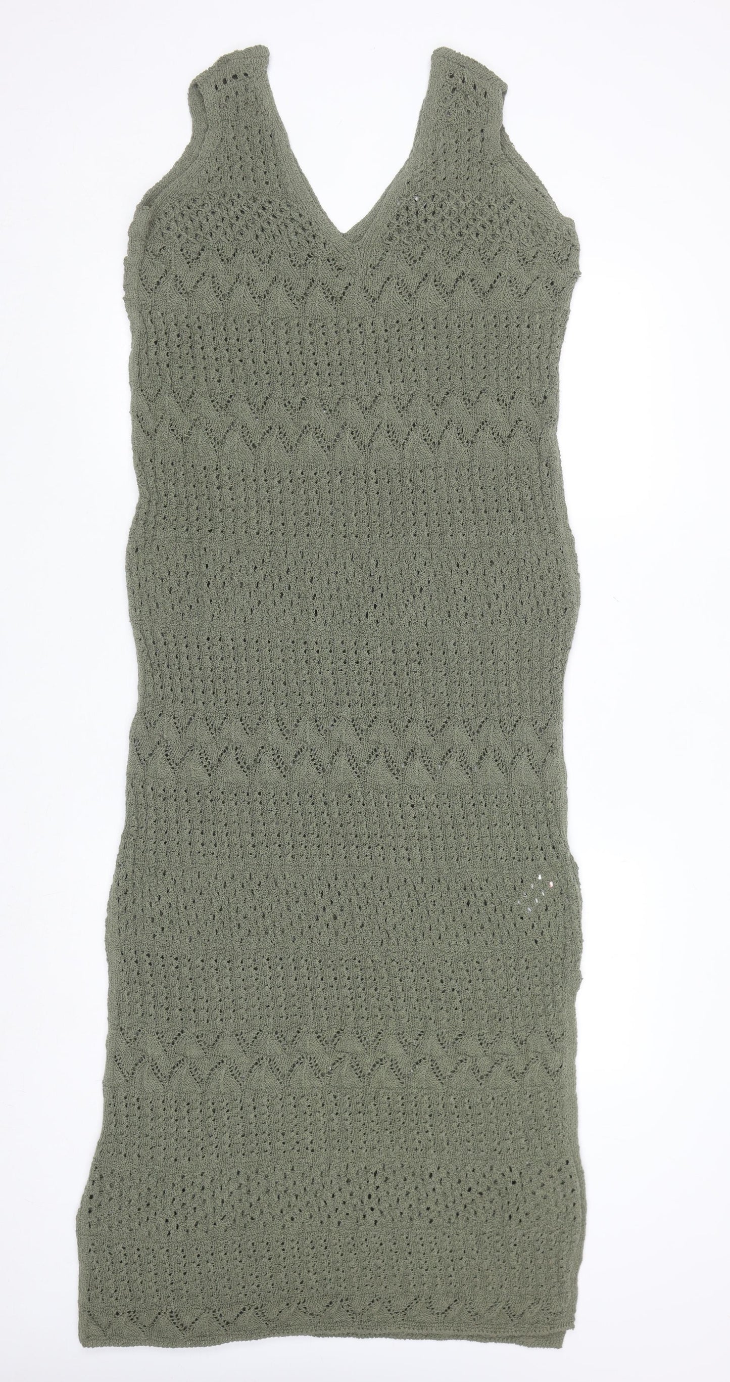 Marks and Spencer Women’s Green Crochet Midi Sleeveless Dress L