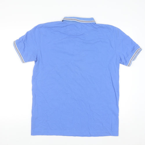 6th Sense Men's Blue Cotton Short Sleeve Polo Shirt Size L
