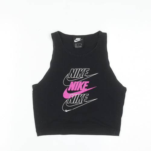 Nike Women's Black Cropped Tank Top S Sleeveless Cotton Stretch