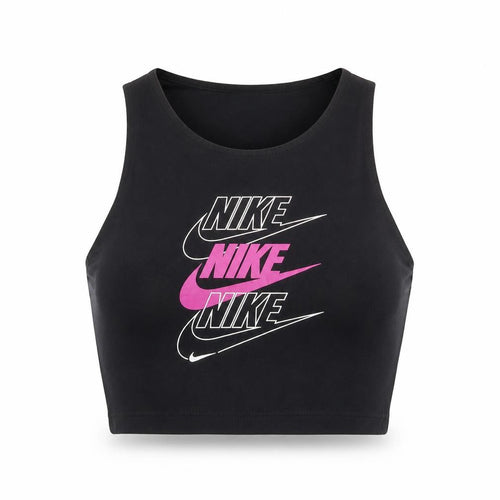 Nike Women's Black Cropped Tank Top S Sleeveless Cotton Stretch