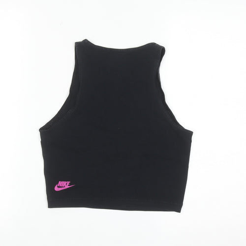 Nike Women's Black Cropped Tank Top S Sleeveless Cotton Stretch