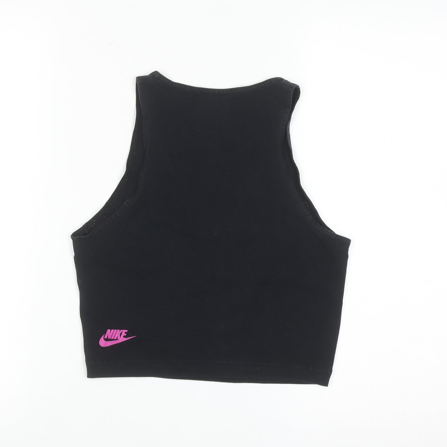 Nike Women's Black Cropped Tank Top S Sleeveless Cotton Stretch