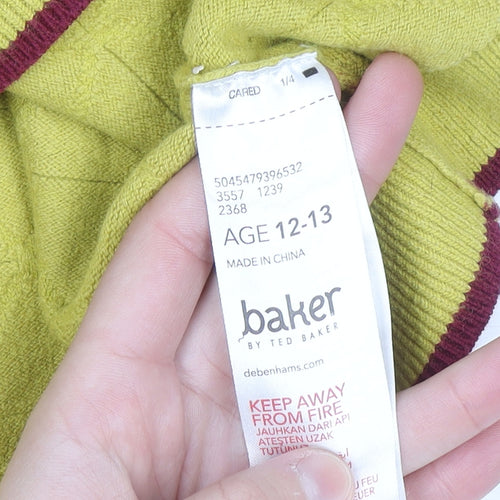 Baker by Ted Baker Girls Yellow Knit Crew Neck Pullover Sweatshirt 12-13 Years
