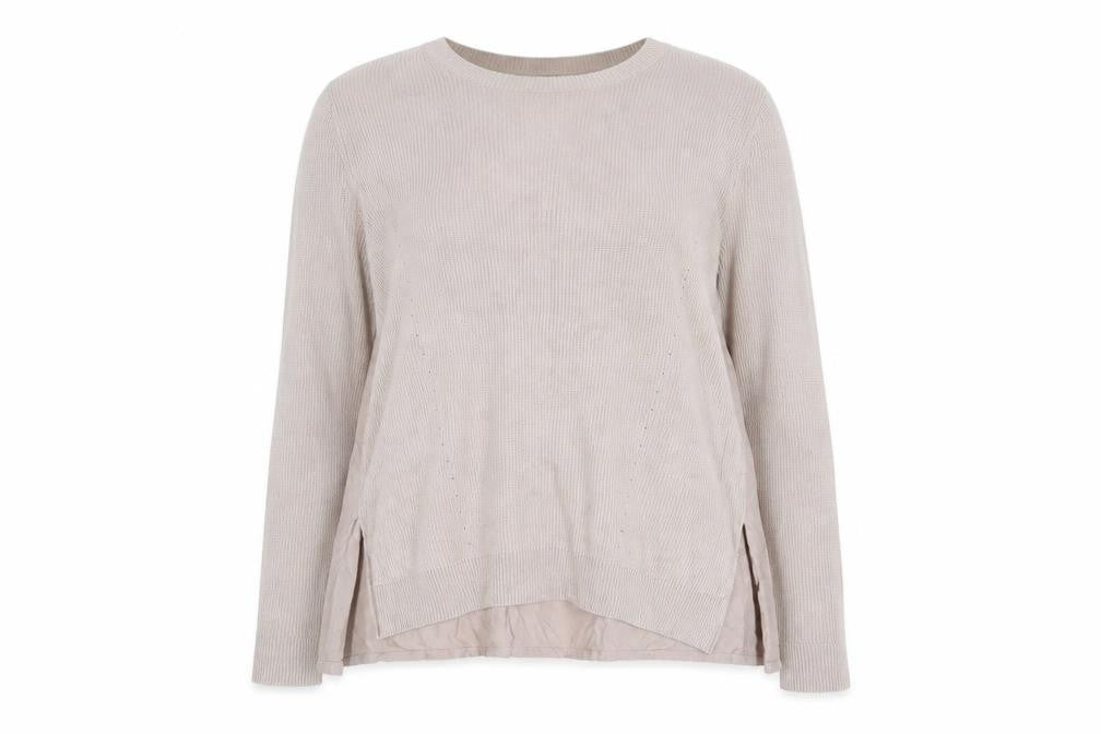 Front view of Marks & Spencer Per Una Women’s Beige Long Sleeve jumper, size UK 16