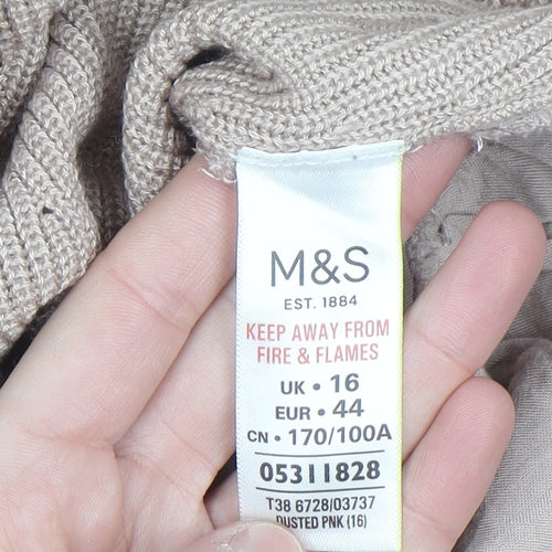 Marks and Spencer Per Una Women’s Beige Long Sleeve Pullover Jumper Size 16