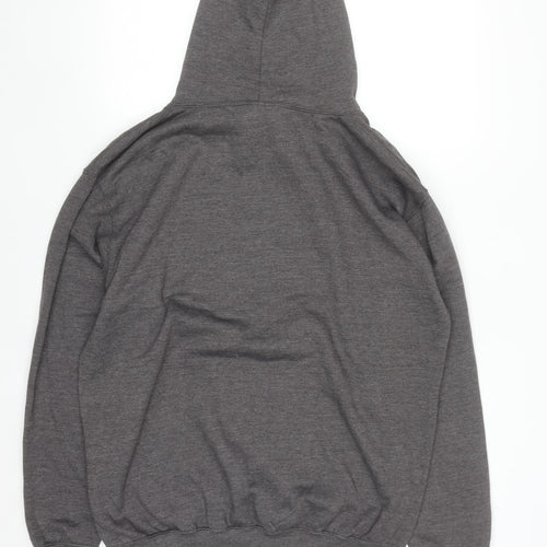 The Smiler Men’s Grey Pullover Hoodie L Logo Graphic Fleece