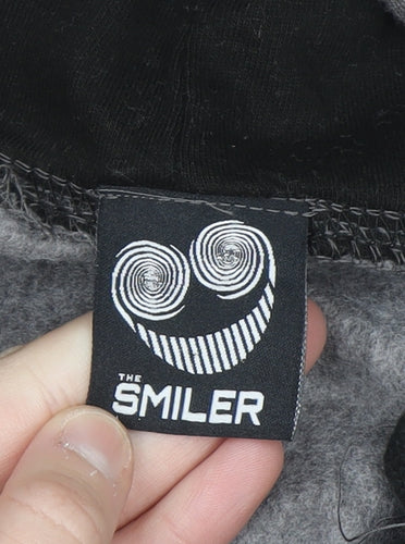 The Smiler Men’s Grey Pullover Hoodie L Logo Graphic Fleece