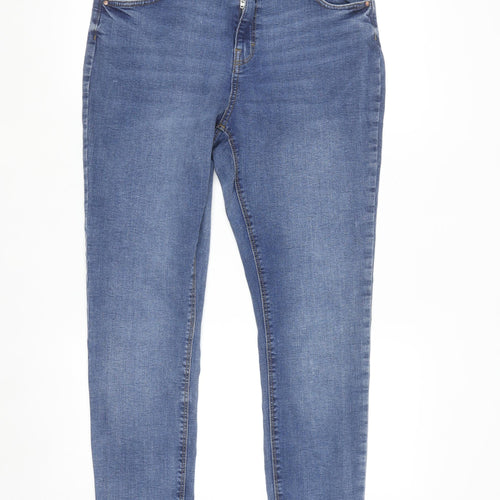 Primark Women Blue High Waist Skinny Jeans Size 16 Stretch Denim