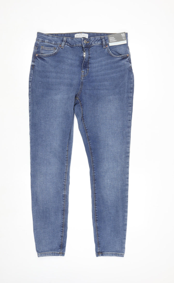 Primark Women Blue High Waist Skinny Jeans Size 16 Stretch Denim