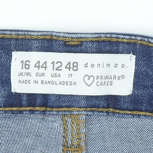 Primark Women Blue High Waist Skinny Jeans Size 16 Stretch Denim