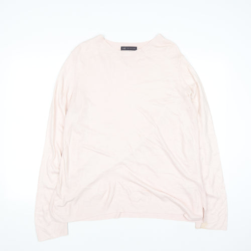 Marks and Spencer Women’s Pale Pink Cotton Blend Crew Neck Jumper Size 18