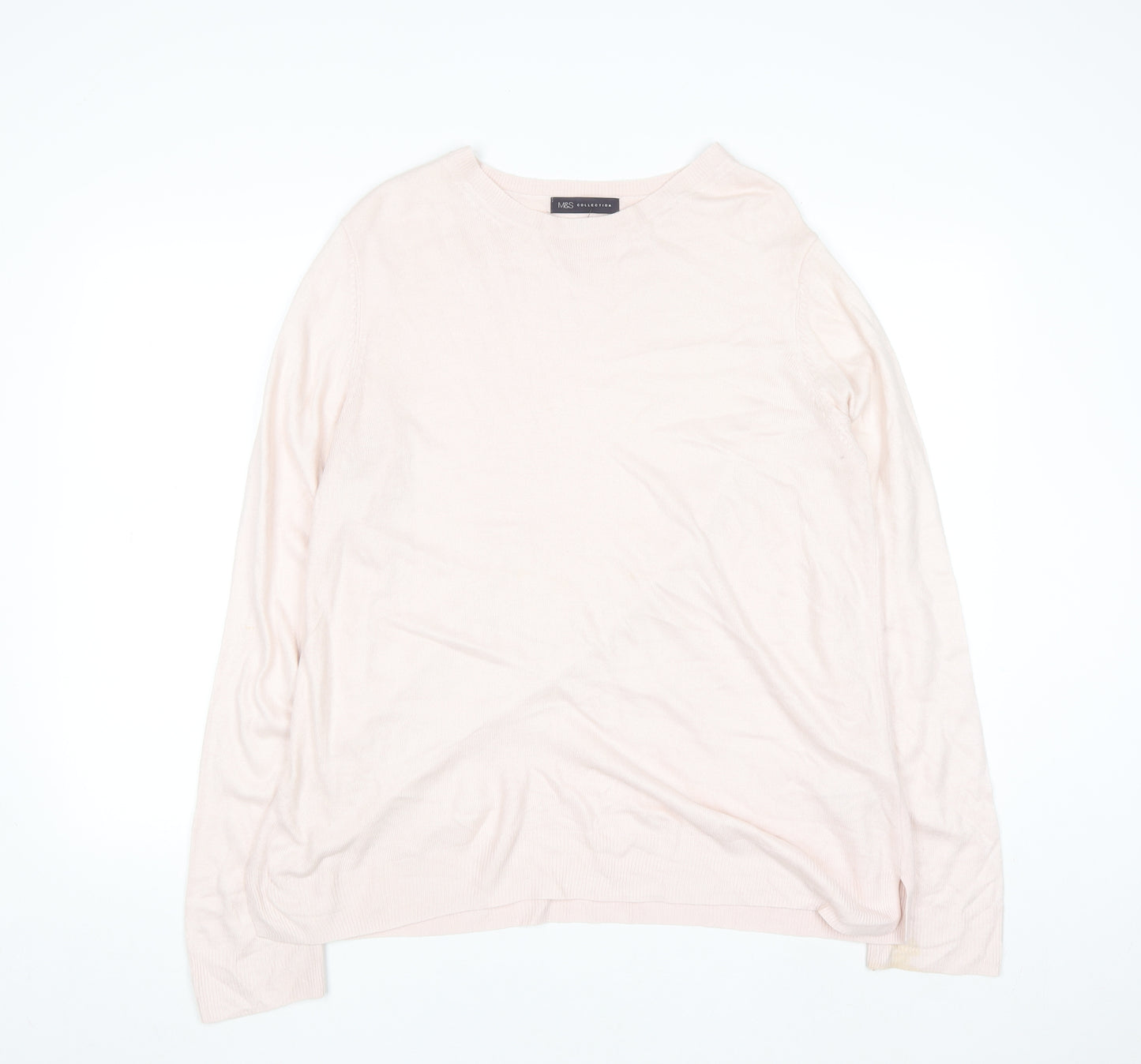Marks and Spencer Women’s Pale Pink Cotton Blend Crew Neck Jumper Size 18