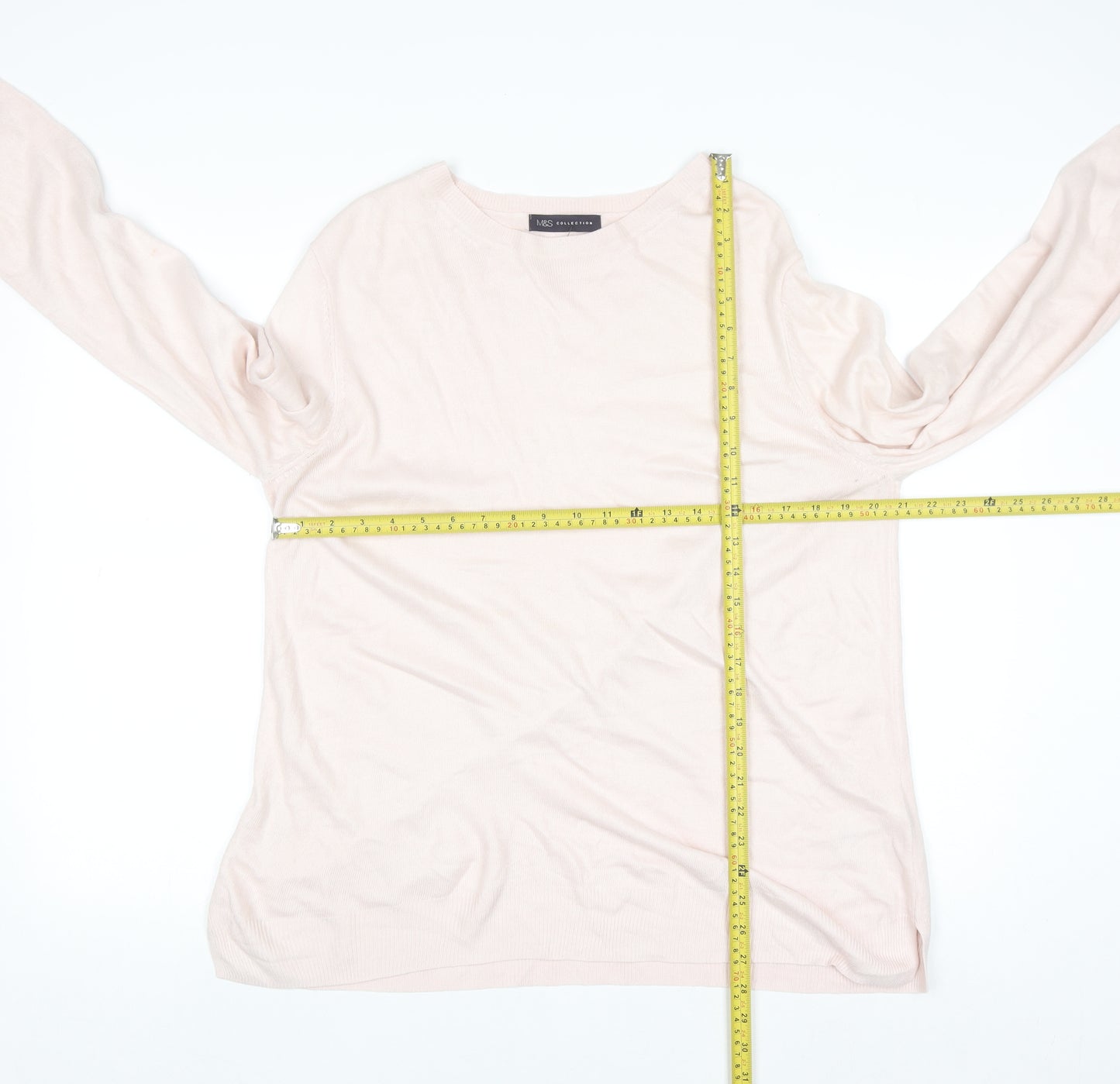 Marks and Spencer Women’s Pale Pink Cotton Blend Crew Neck Jumper Size 18