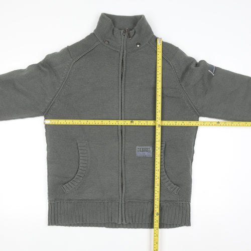 Diesel Men’s Grey Full Zip Knit Jumper Size M Lined High Neck