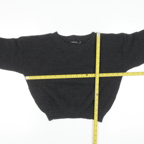boohoo Women Grey Chunky-Knit Pullover Jumper M/L