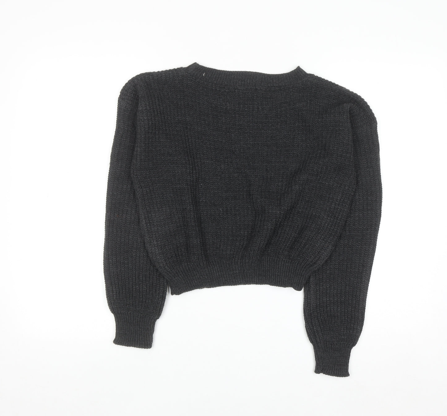 boohoo Women Grey Chunky-Knit Pullover Jumper M/L