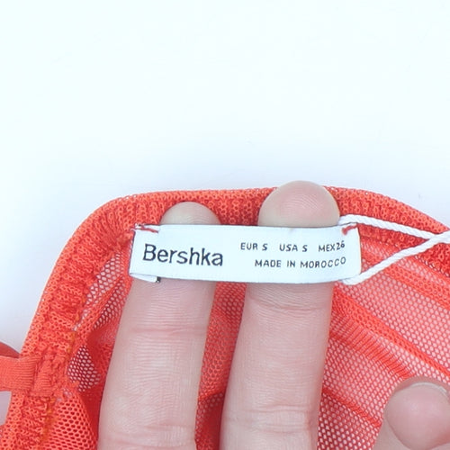 Bershka Women Red Bodycon Mesh Bustier Mini Dress Size 8
