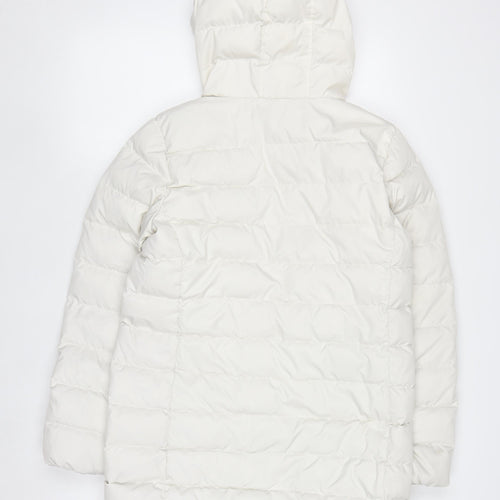 Levi's Women's White Long Puffer Down Coat Size S Hooded Winter Jacket