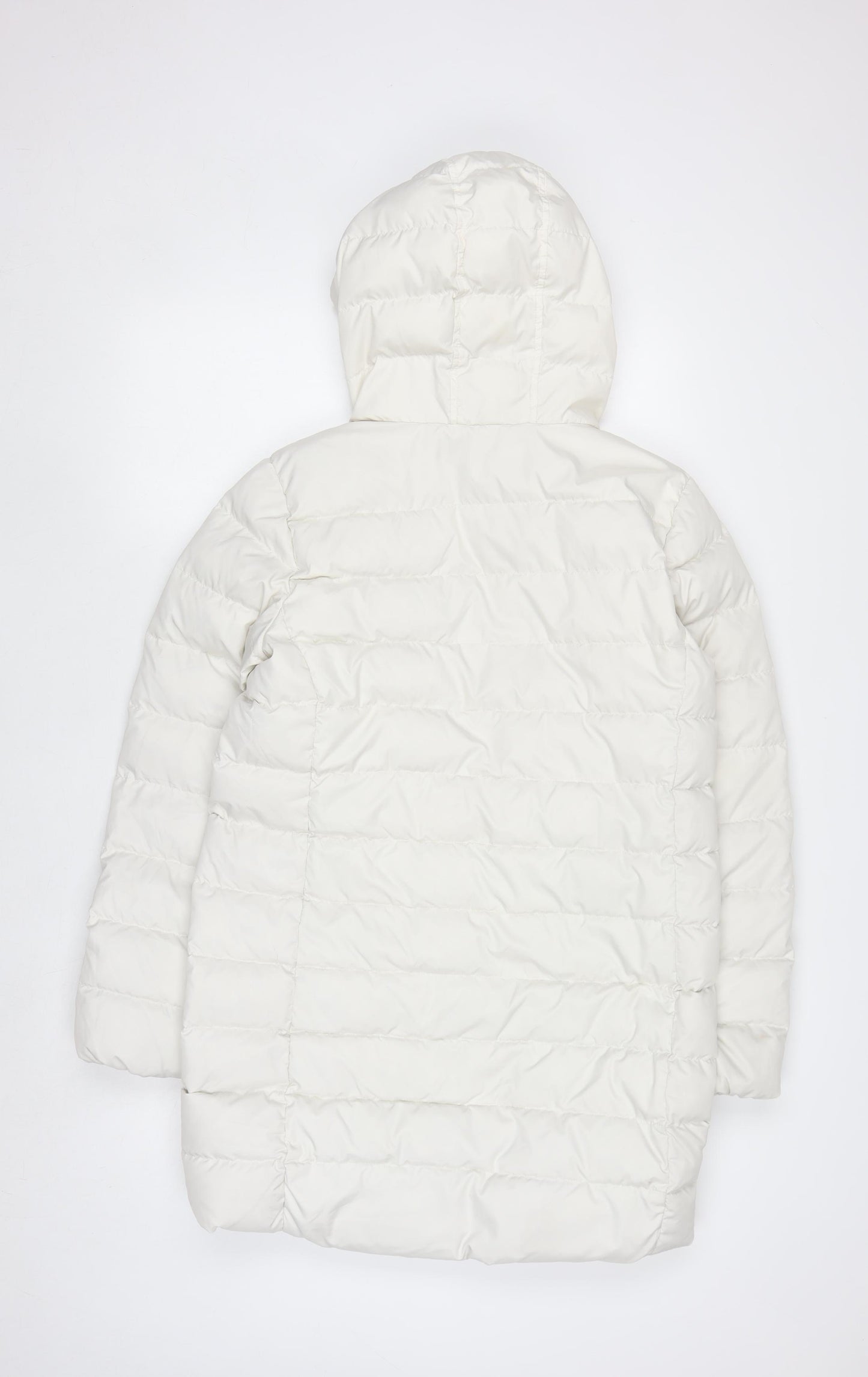 Levi's Women's White Long Puffer Down Coat Size S Hooded Winter Jacket