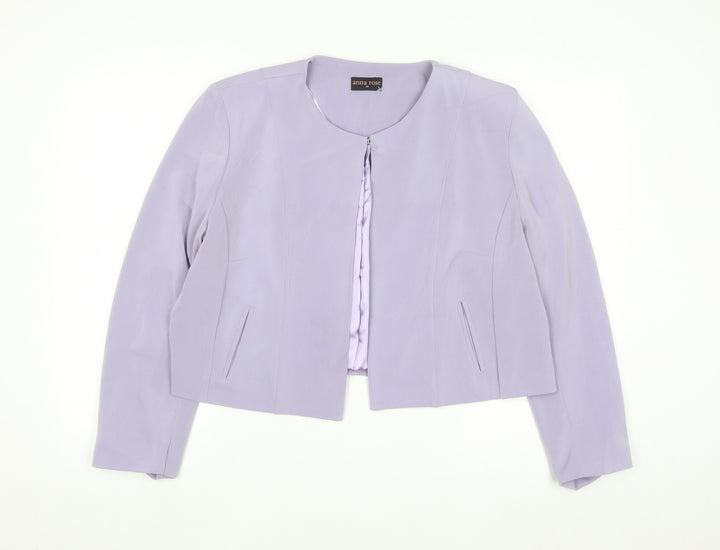 Anna Rose Women Purple Size 18 Cropped Suit Jacket Lined Blazer