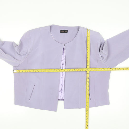 Anna Rose Women Purple Size 18 Cropped Suit Jacket Lined Blazer