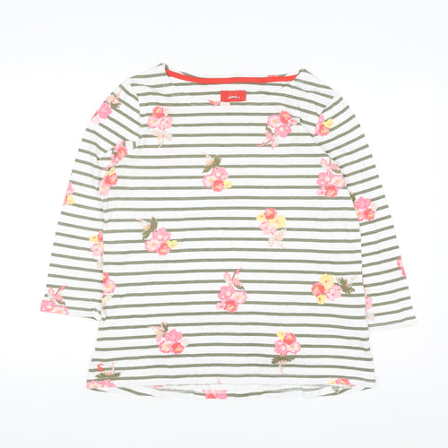 Joules Women's Multicoloured Striped Floral Cotton T-Shirt Size 14