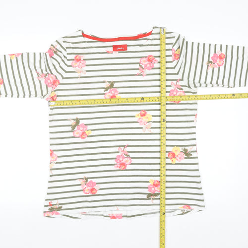 Joules Women's Multicoloured Striped Floral Cotton T-Shirt Size 14
