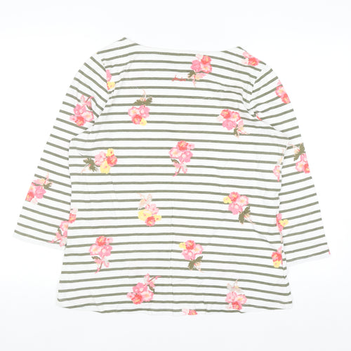 Joules Women's Multicoloured Striped Floral Cotton T-Shirt Size 14