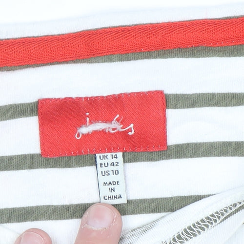 Joules Women's Multicoloured Striped Floral Cotton T-Shirt Size 14