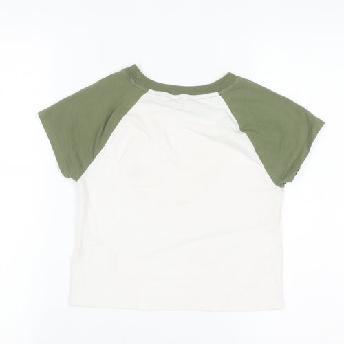 Superdry Womens Green White Raglan Ringer T-Shirt UK 12