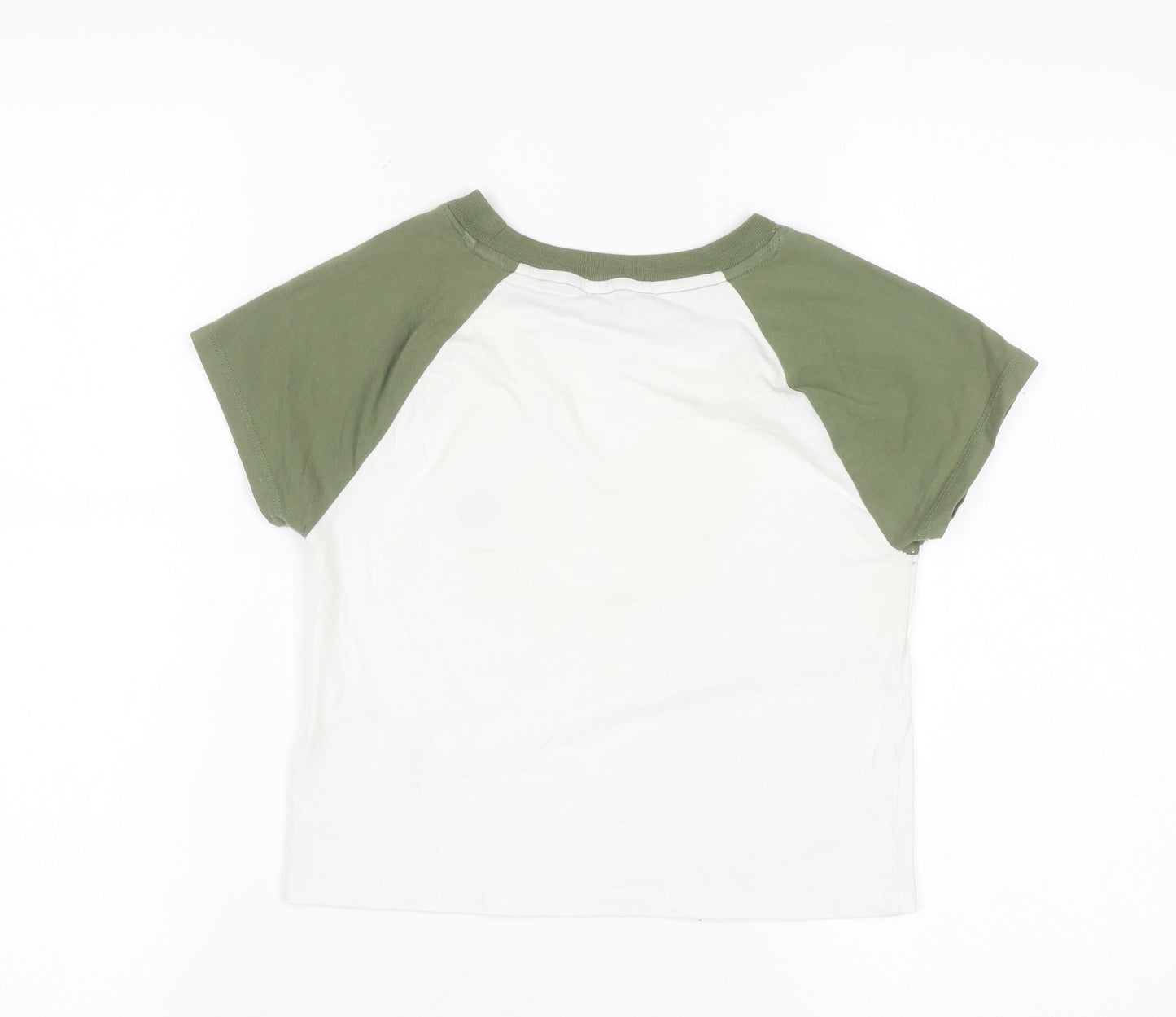 Superdry Womens Green White Raglan Ringer T-Shirt UK 12