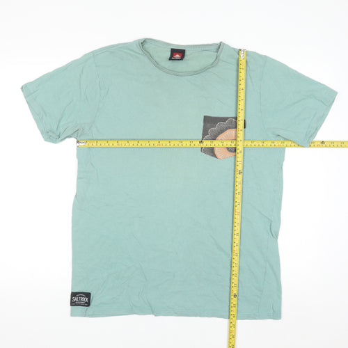 Saltrock Women Green Cotton Short Sleeve Crew Neck T-Shirt M