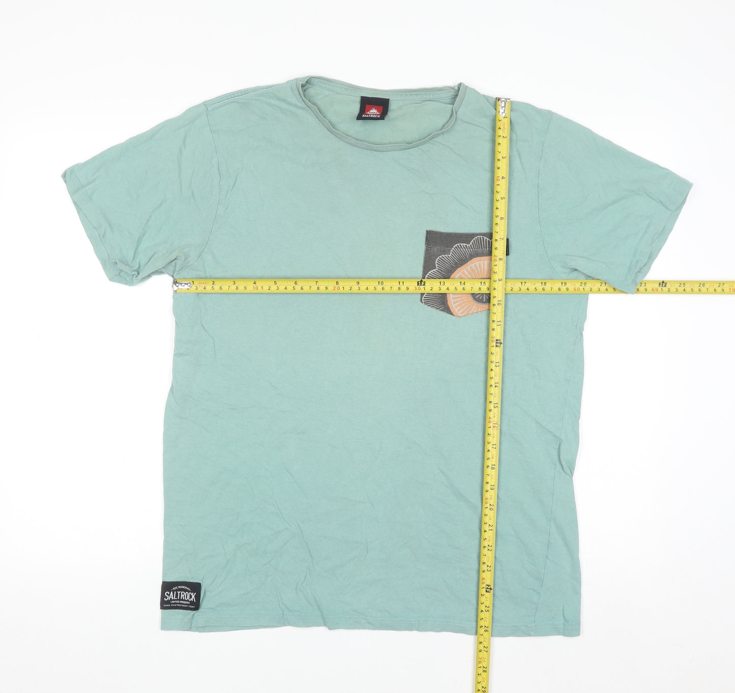 Saltrock Women Green Cotton Short Sleeve Crew Neck T-Shirt M
