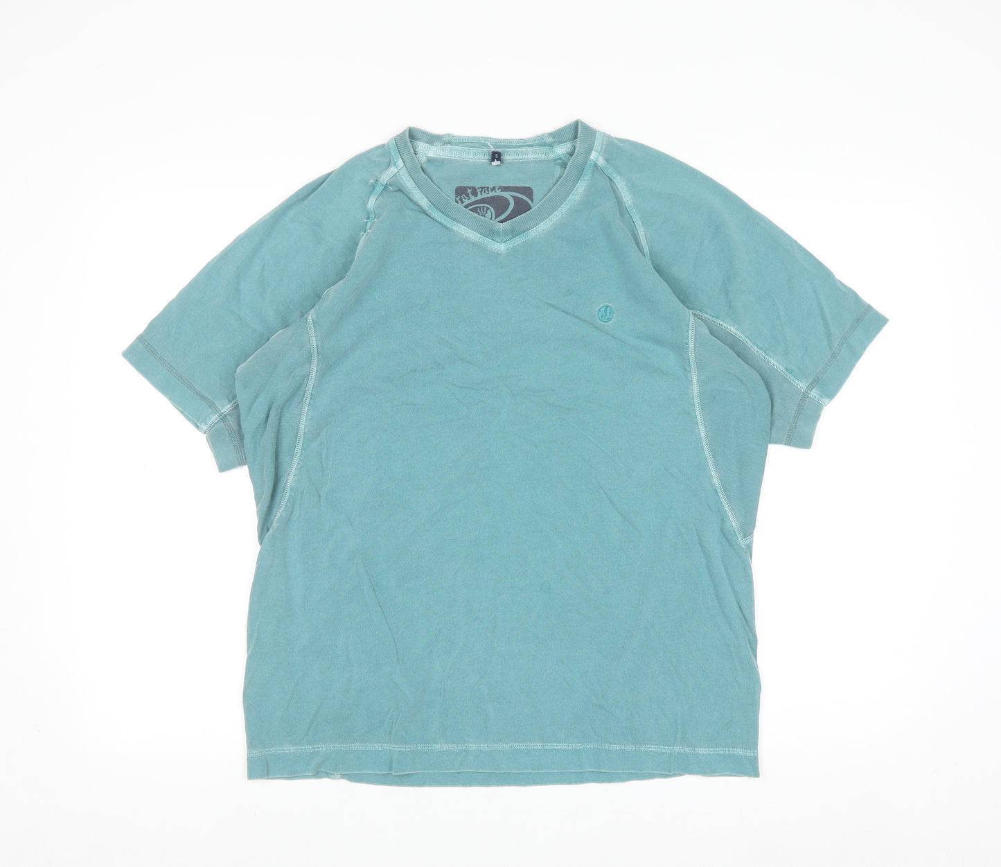 Fat Face Men’s Green V-Neck Cotton T-Shirt Size S Casual