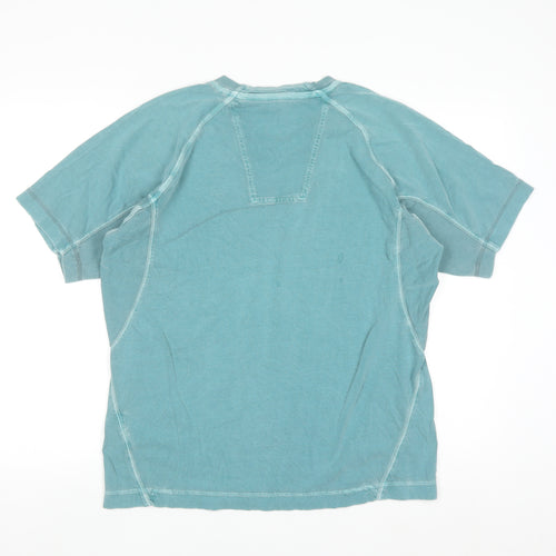 Fat Face Men’s Green V-Neck Cotton T-Shirt Size S Casual