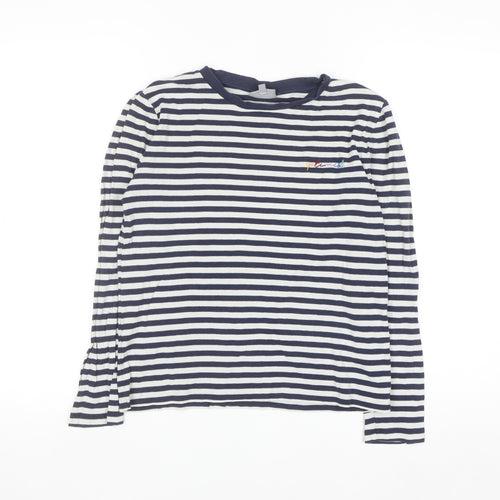 Oliver Bonas Womens Navy White Striped Long Sleeve Cotton T-Shirt Size 10