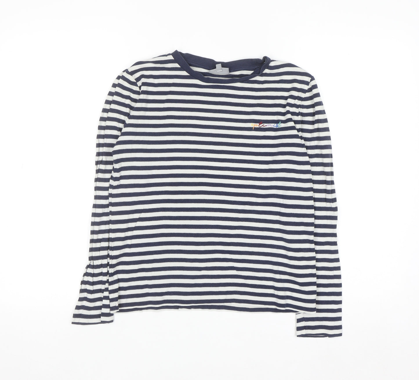 Oliver Bonas Womens Navy White Striped Long Sleeve Cotton T-Shirt Size 10