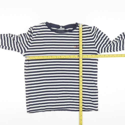 Oliver Bonas Womens Navy White Striped Long Sleeve Cotton T-Shirt Size 10