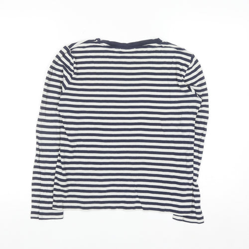 Oliver Bonas Womens Navy White Striped Long Sleeve Cotton T-Shirt Size 10