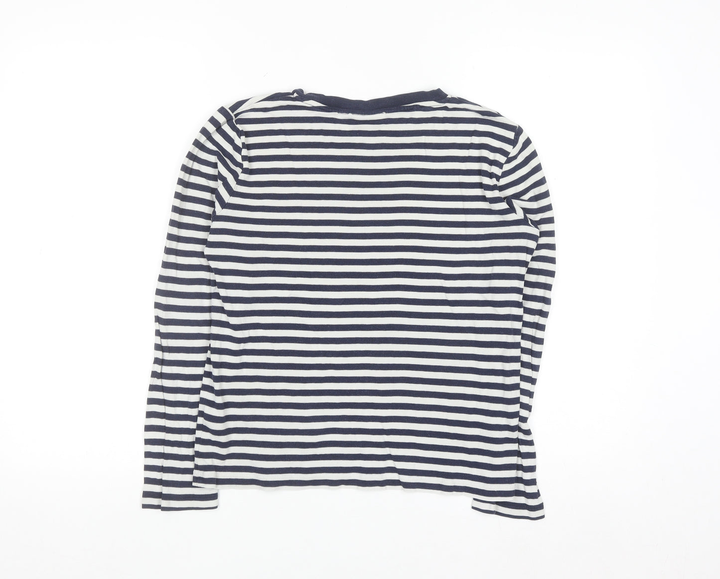 Oliver Bonas Womens Navy White Striped Long Sleeve Cotton T-Shirt Size 10