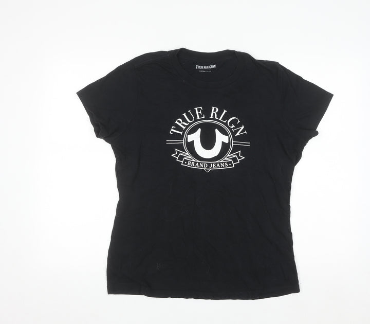 True Religion Women's Black XL Logo Cotton T-Shirt