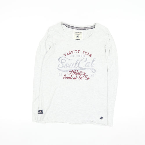 SoulCal & Co Women’s Grey Long Sleeve Varsity T-Shirt Size 8