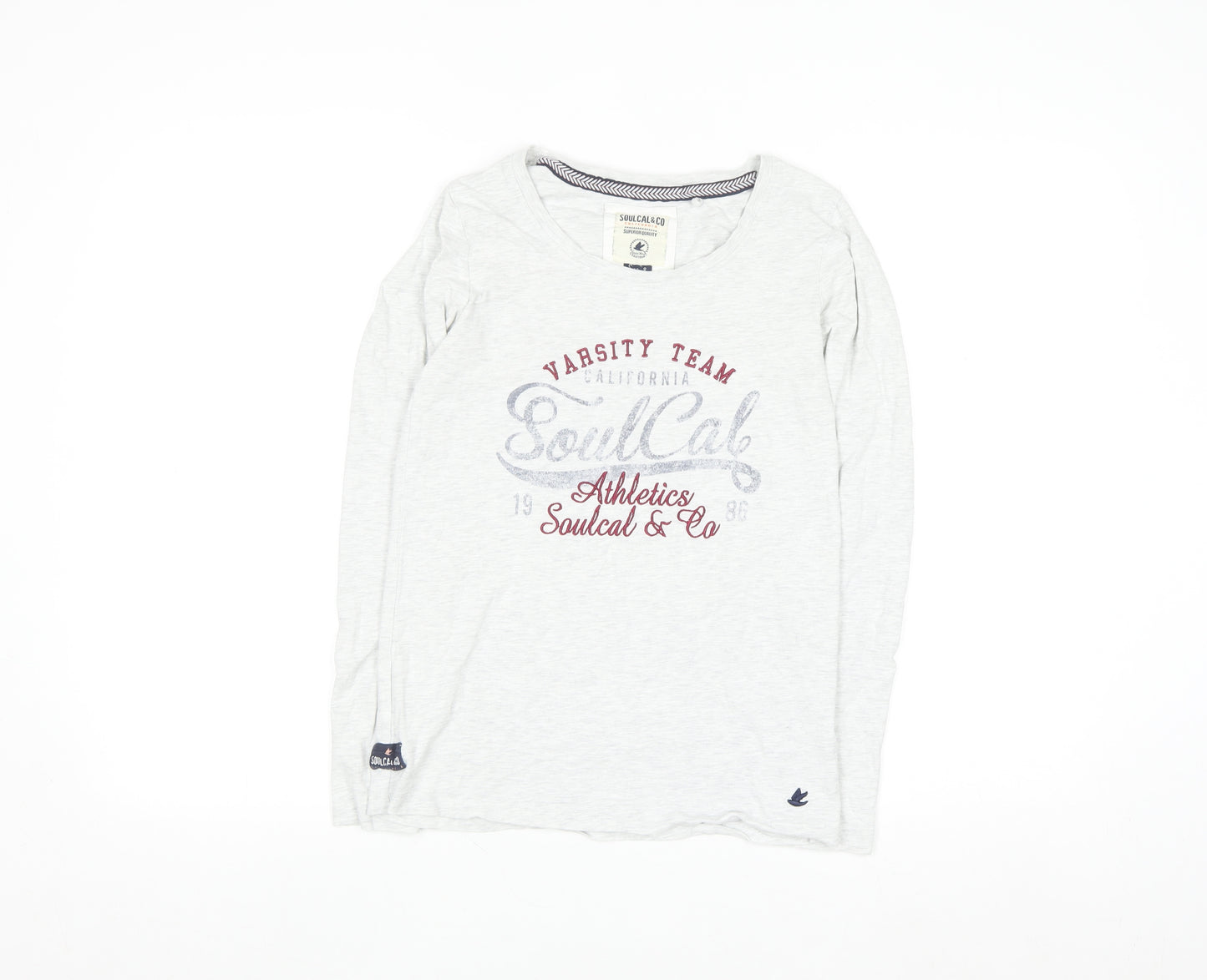 SoulCal & Co Women’s Grey Long Sleeve Varsity T-Shirt Size 8