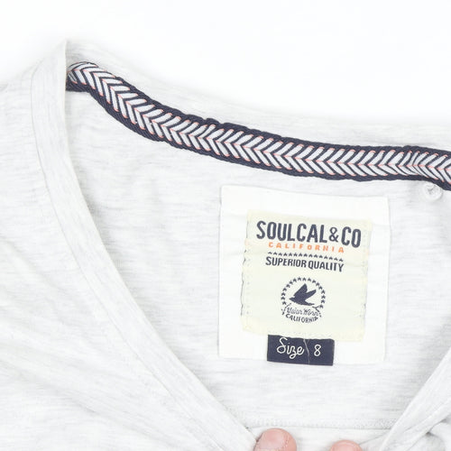 SoulCal & Co Women’s Grey Long Sleeve Varsity T-Shirt Size 8