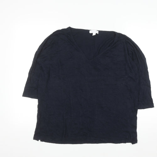 The White Company Women's Blue Linen V-Neck 3/4 Sleeve Blouse Size 10